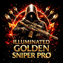 Illuminated Golden Sniper Pro trading robot logo
