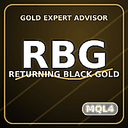 Returning black gold trading robot logo
