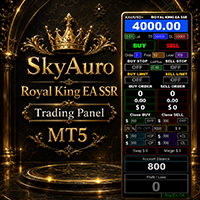 SkyAuro Royal King EA SSR Trading Panel Conservative Strategy Tester result, 13.4% simulated ROI